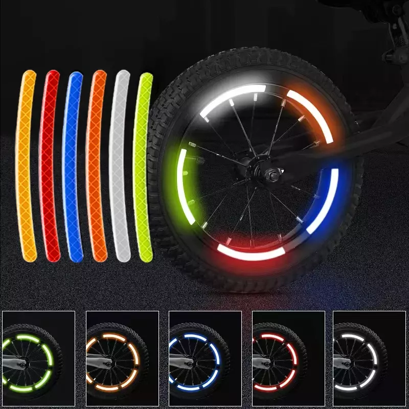 Bicicleta reflexiva roda aro adesivo, noite segurança decoração, tiras reflexivas, carro ciclismo, bicicleta, motocicleta, decalque de advertência