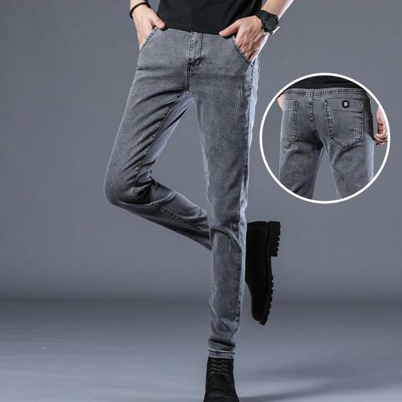 Pantalones elásticos elegantes para hombre, pantalones ajustados con bolsillos, estilo coreano, hasta el tobillo, para uso diario, viaje