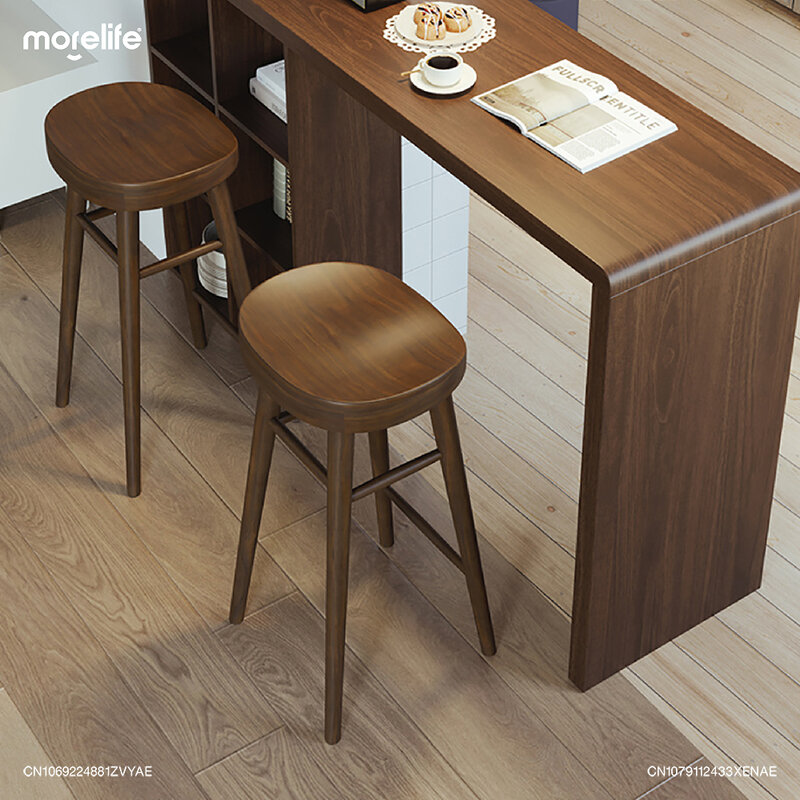 Creative Solid Wood Cushion Bar Chairs Iron Bracket Counter Stools Island Table Dining Chair Kitchen High Legged Stool Furniture