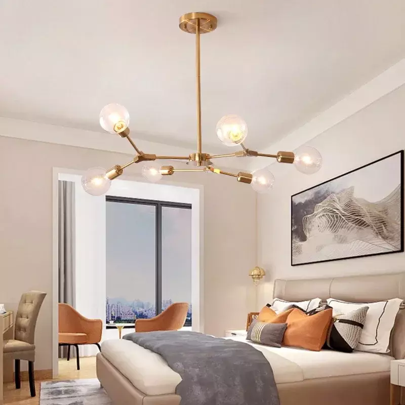 Скандинавская Волшебная Потолочная люстра в виде зерен с молекулярной подвеской, современная лампа для гостиной, спальни, бара, дома, несколько лампочек