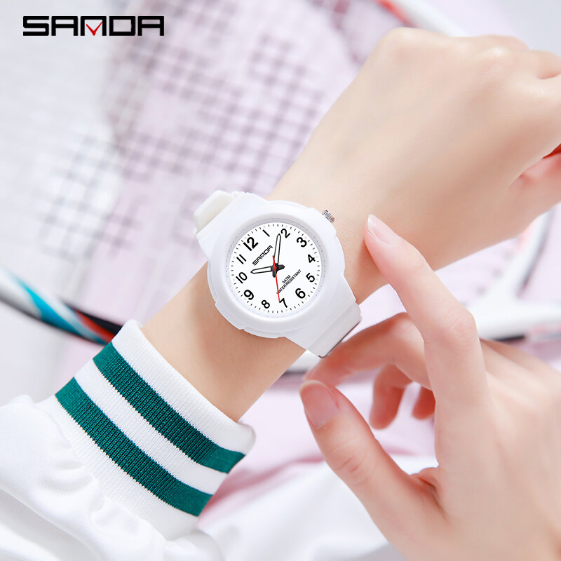 Электронные кварцевые часы Sanda 9051, классические универсальные водонепроницаемые и простые детские популярные студенческие мужские и женские часы