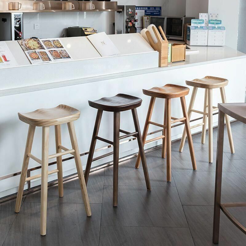 Chaise de bar en bois massif nordique moderne, tabouret de café, maison, salle à manger, chaise de bar haute, belles escales, nouveautés, paquet de 2