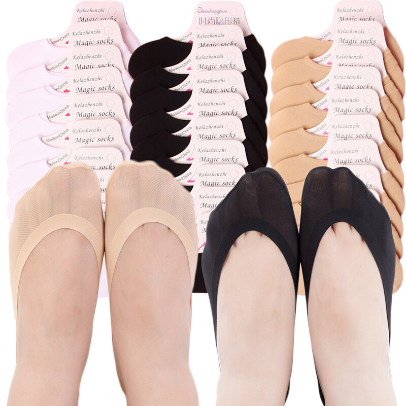 40 قطعة من الجوارب النسائية الصيفية غير المرئية لتدريبات احذية راقصة الباليه الجوارب السيدات النعال الرقيقة جوارب شفافة