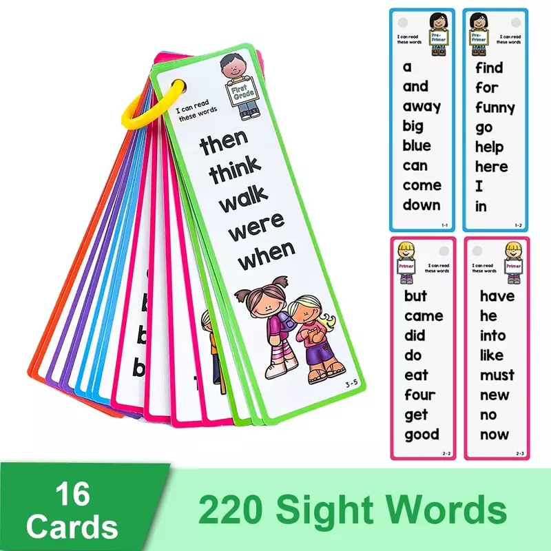 English Sight Words Learning Cards for Kids Vocabulary Building Montessori Learning Toys Kindergarten Education Teaching Aids