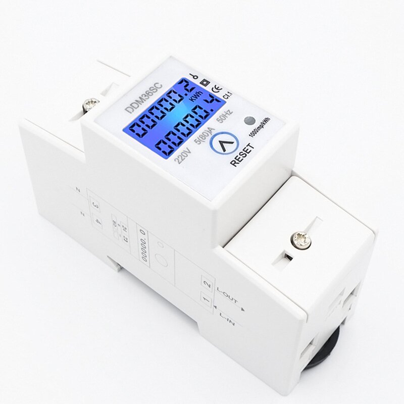 AC220V 50Hz Din Rail Wattmeter Energy Meter Kwh Meter Single Phase Two Wire With Reset Function