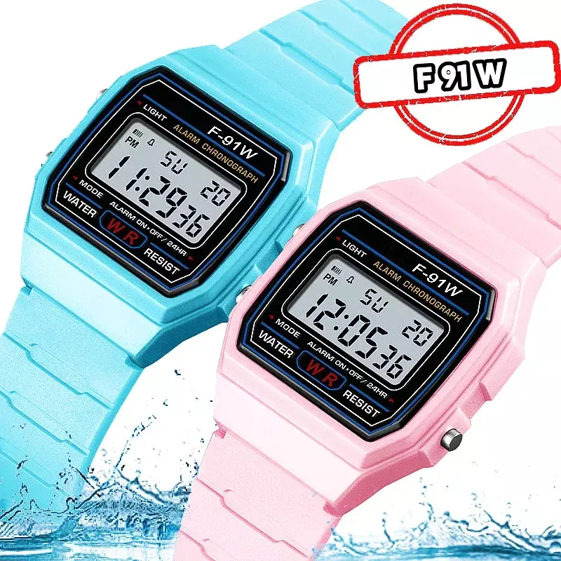 F91W Men Women Watches Fashion LED Digital Watch for Children Sport Military Vintage Silicone Kids Electronic Wristwatches Clock