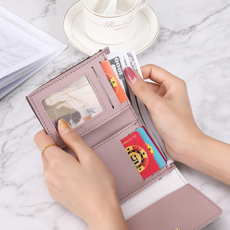 Women's Cute Wallet Cow Print PU Leather Business Card Holder Female Girl's Coin Purse Pouch Women Tri-fold Cartoon Short Wallet