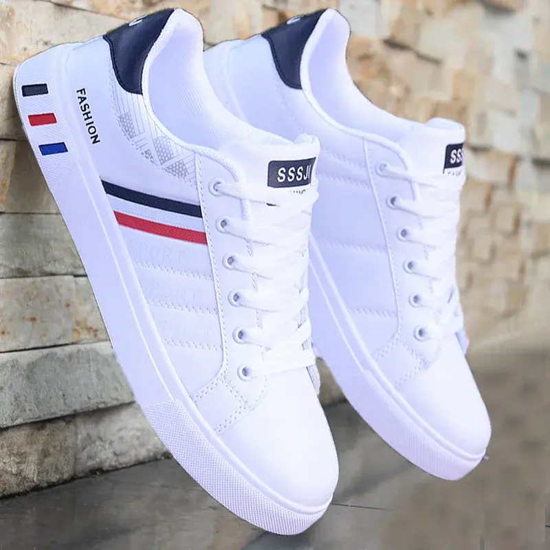 Summer Men Sneakers Casual Vulcanized Shoes Lightweight Breathable Flat White Business Shoes for Men Tenis Shoes Tênis Masculino
