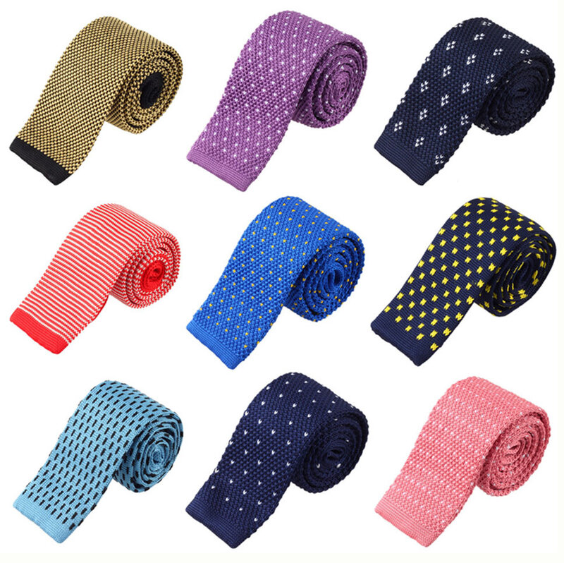 Gravata fina de malha de algodão para homens e mulheres, acessórios vintage, gravata, Cravata, 5cm, 2"