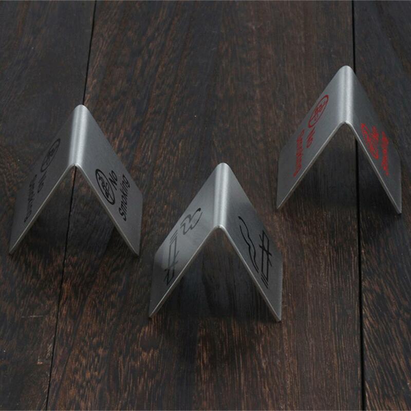 No Smoking Sign Stainless Steel Double Sides Noticeable Clear Printed Restaurant Hotel Non-Smoking Desk Logo Indicator