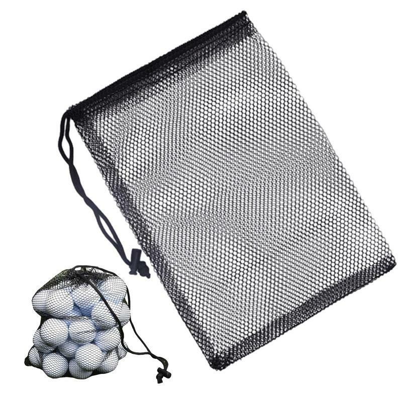 ナイロンメッシュネットバッグ,50ボール,引きひも付き,屋内および屋外のスポーツアクセサリー