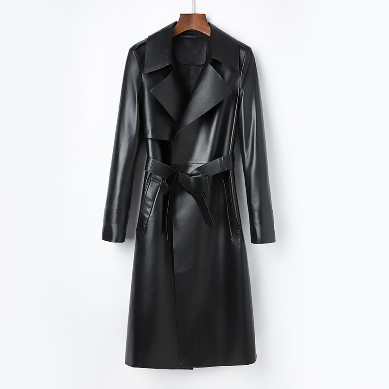 Jaqueta justa de couro genuíno feminina, casacos de pele de carneiro, jaquetas coreanas femininas, nova primavera, 2023