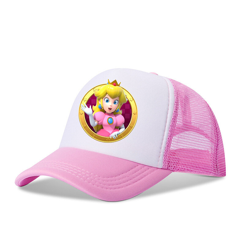 Super Mario Bros Boné de beisebol Luigi, Princesa pêssego, infantil Anime Game Figures Traje, chapéu para guarda-sol, presente infantil