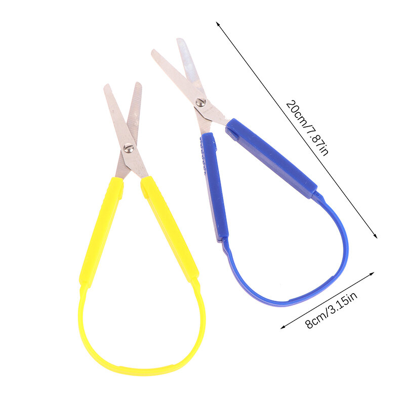 1Pc Mini Stainless Steel Loop Scissors Colorful Grip DIY Art Craft Paper Cutting Stationery For Student School Office Tool
