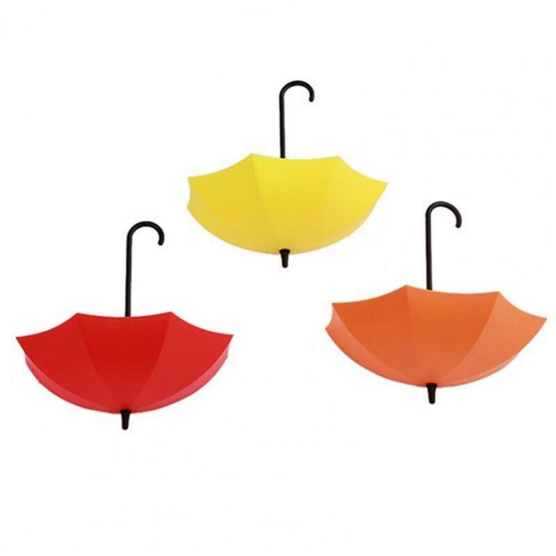 3個の壁のフック傘の形をしたかわいいプラスチック製の吊り下げキーフック家の装飾オーガナイザー