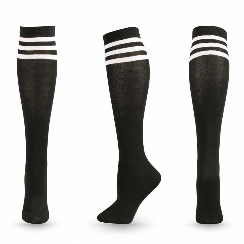 1 paar Unisex Knie Legging Strümpfe Fußball Socken Über Knie Ankle Stocking Lauf Für Fußball Männer Frauen Socken Schwarz