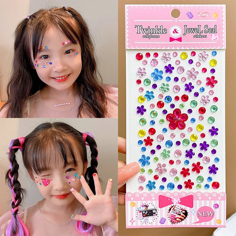 New Stickers on The Face Rhinestone Makeup Bright Face Art Sticker Children's Temporary Tattoo Rhinestone for Strasse Makeup