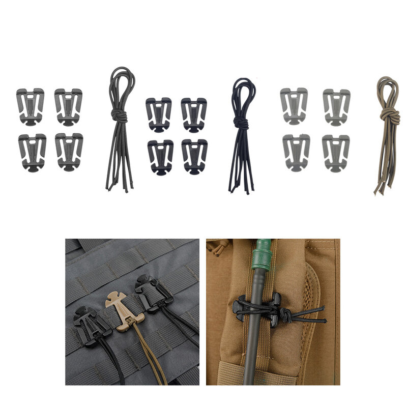 4 pcs/set Tactical Molle Webbing Outdoor Vest Backpack Accessories Hanging Buckle Fixed Belt Equipment Finishing Buckle