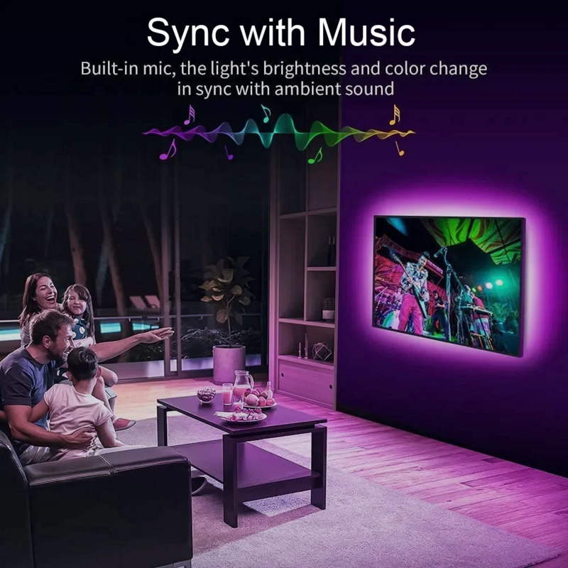 Luci di striscia a LED intelligenti controllo Bluetooth luci di sincronizzazione musicale RGB nastro flessibile per lampada USB per la decorazione della stanza retroilluminazione TV