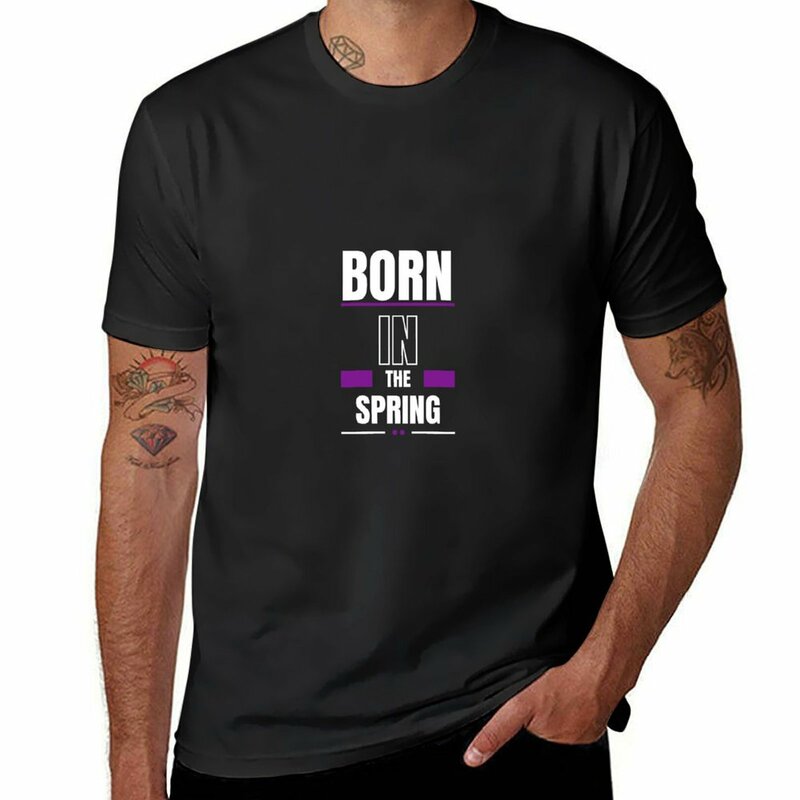 Nascido na primavera t-shirt para homens, roupas fofas, design alfandegário, projete seus próprios, brancos camisetas
