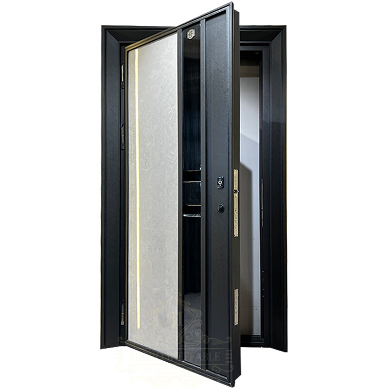 ステンレス鋼の正面玄関ドア,モダンな金属のセキュリティ,工場価格