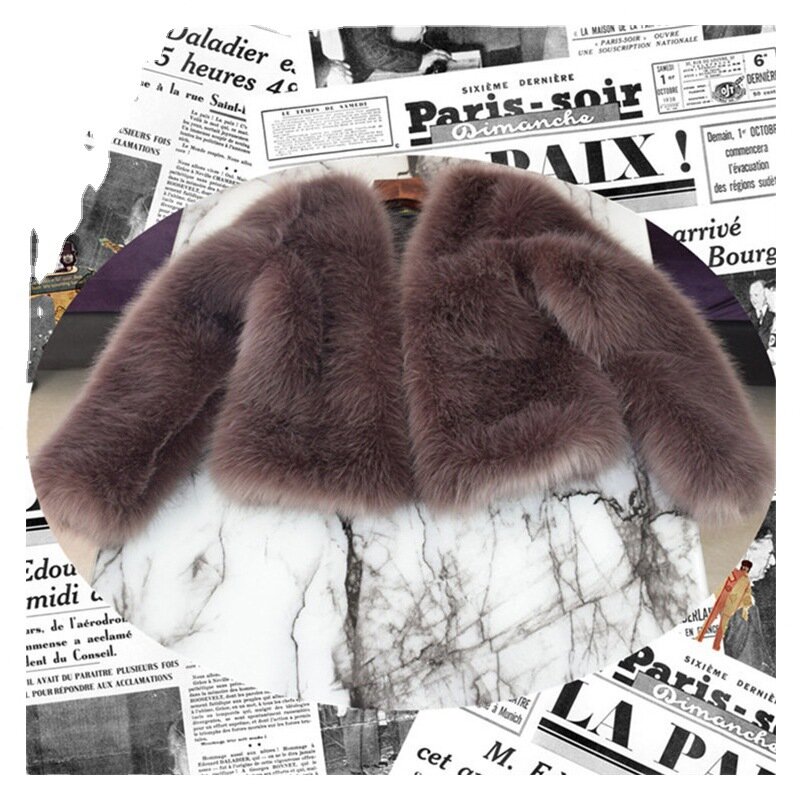 Autumn and Winter New Faux Fox Fur Grass Coat Bean Sand Women's Casual Warm Fur Coat