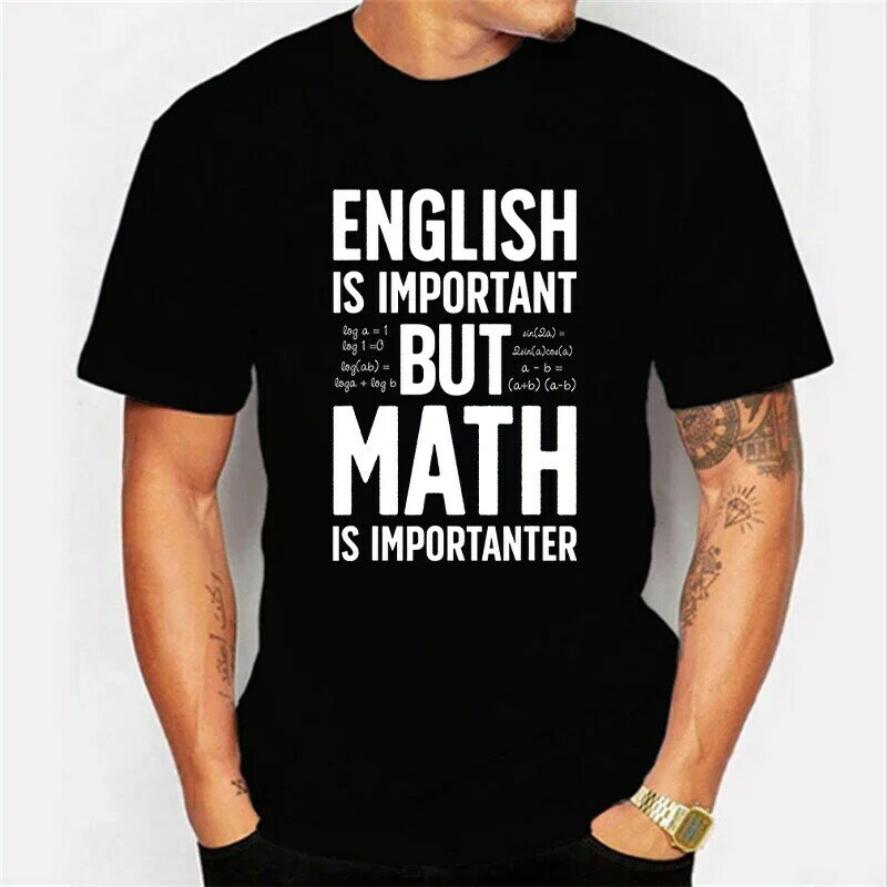 Kaus pria baru 2023 kaus Inggris penting tapi matematika adalah penting kaus olahraga kasual harian musim panas kaus pria