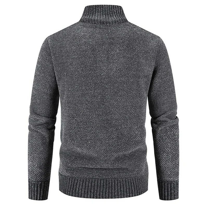 Nuovi maglioni autunno inverno uomo Cardigan in pile caldo maglione lavorato a maglia Mens Solid Stand Collar Zipper Slim maglieria cappotto