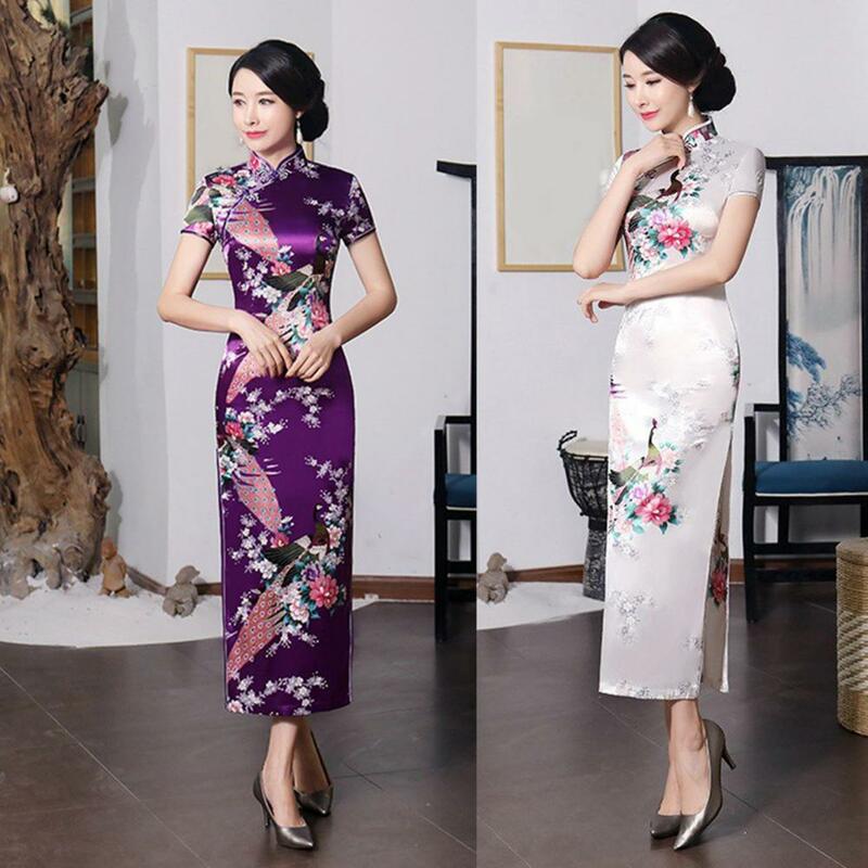 Robe Cheongsam de style ethnique pour dames, manches courtes, mince, superbe, style chinois