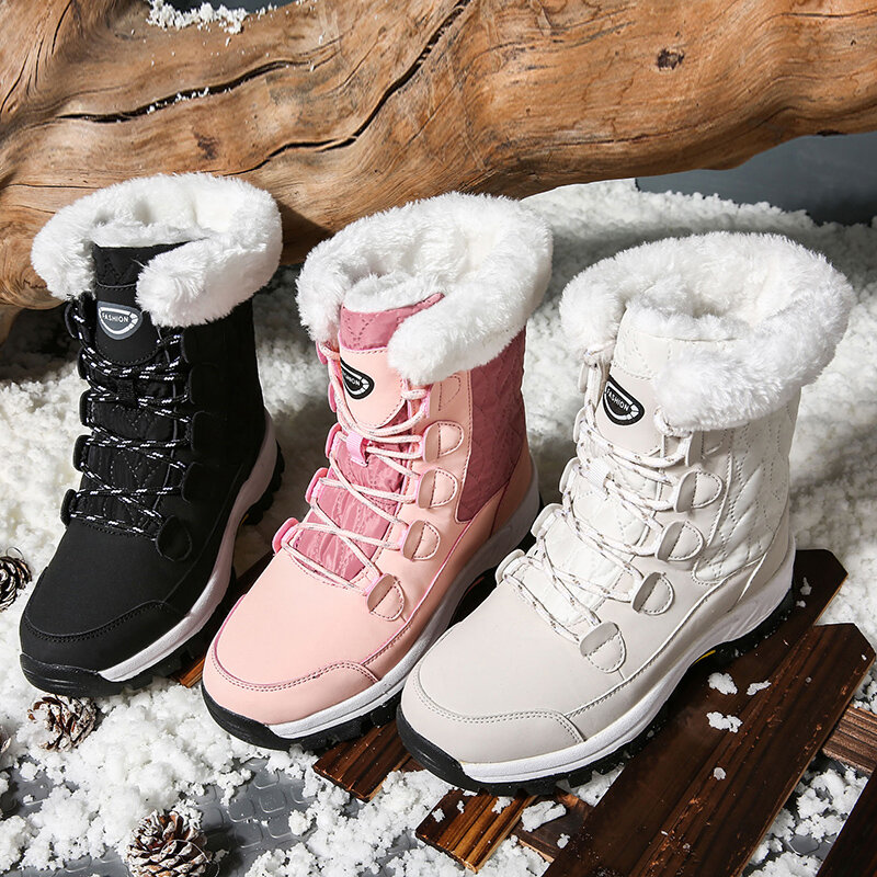 Zimowe buty damskie ciepłe buty do chodzenia oraz aksamitne wygodne oddychające buty śnieżne na co dzień Botas De Neve antypoślizgowe