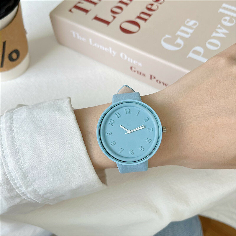Модные простые женские кварцевые часы в студенческом стиле для мужчин и женщин, круглые повседневные винтажные наручные часы, женские часы