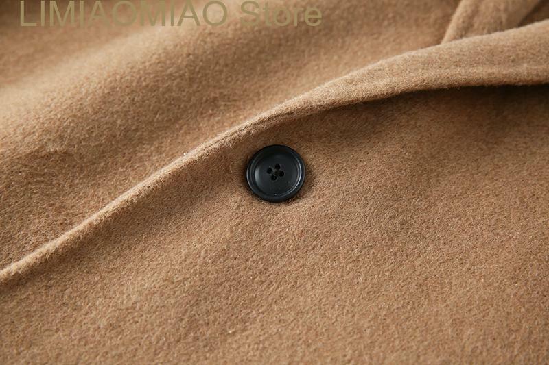 Abrigo de lana de doble cara para hombre, cortavientos de longitud media, abrigo de botonadura única, nuevo
