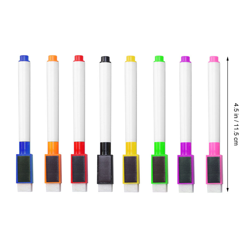 8 шт. Магнитная цветная ручка для белой доски, черный, белый цвет, встроенный ластик, школьные принадлежности, детская ручка для рисования