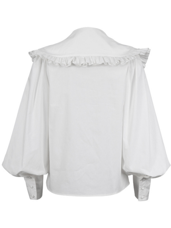 Белая рубашка, Женские винтажные Топы с длинным рукавом, женская элегантная блузка с воротником «Питер Пэн», женские однобортные блузки в стиле преппи