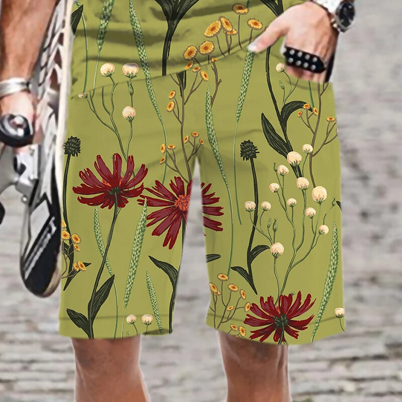Harajuku Summer New 3D Printed Tropical Floral Beach Shorts uomo Fashion Cool Short Pants Streetwear Board Shorts abbigliamento Trunks
