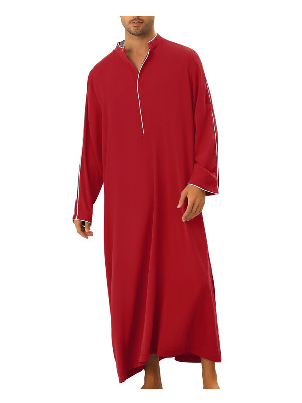 Nah östliche arabische lange Herren hemd Mode V-Ausschnitt lose Jubba Thobe 2023 Frühling Sommer muslimische männliche lässige einfache Robe