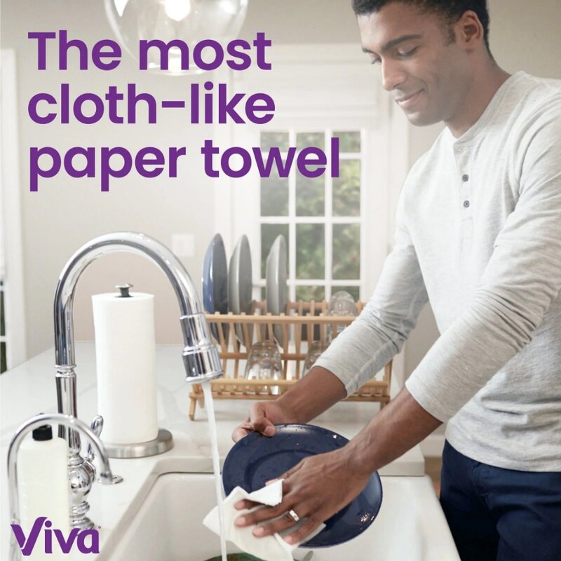 Handuk kertas kain khas Viva, 8 gulungan tiga kali lipat