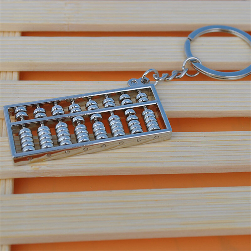 Stainless Steel Keychain Creative Beads Rotate Abacus Lucky Fortune Double-Sided Key Ring Car Key Pendant Bag Charm Accessories