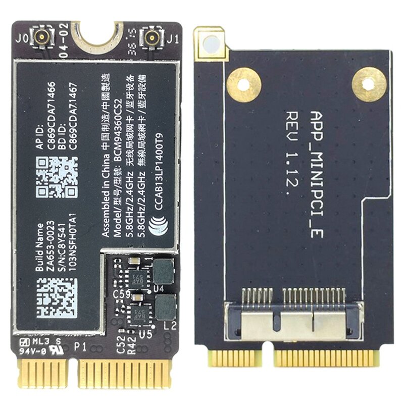 การ์ด802.11Ac สนามบินบลูทูธ4.0พร้อมอะแดปเตอร์ PCI ขนาดเล็ก Wi-Fi บลูทูธไร้สาย BCM94360CS2ใหม่