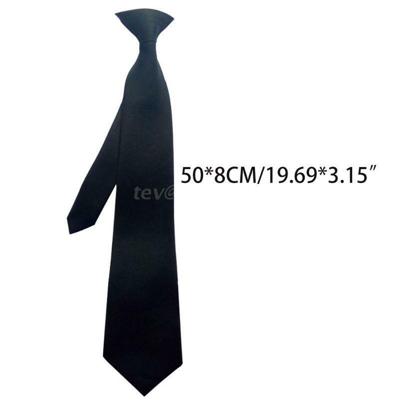 50x8cm masculino uniforme cor preta sólida imitação de seda clip-on pré-amarrado pescoço laços para o funeral do casamento da segurança da polícia