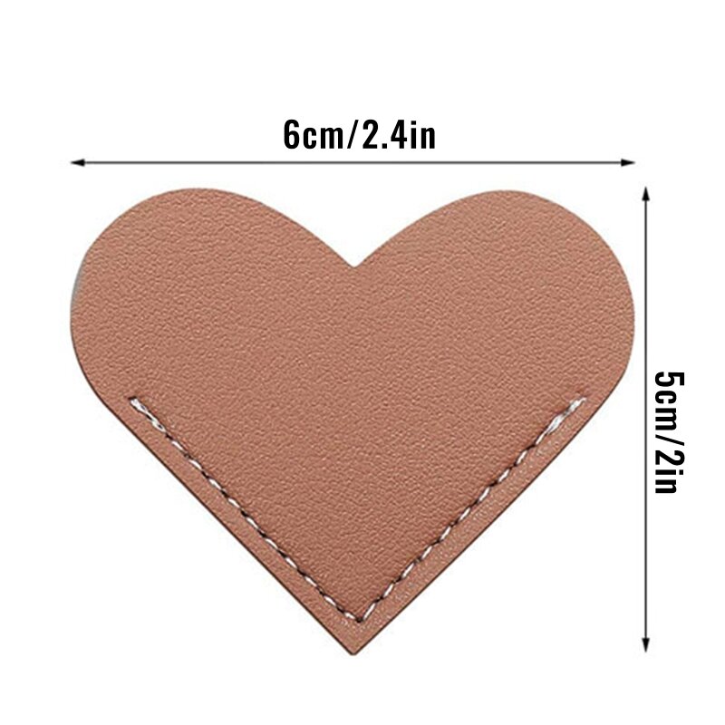Portable Leather Book Page Corner Marker Heart-shaped Page Clip 2''x2.2'' Gift for Kids Adults Reading