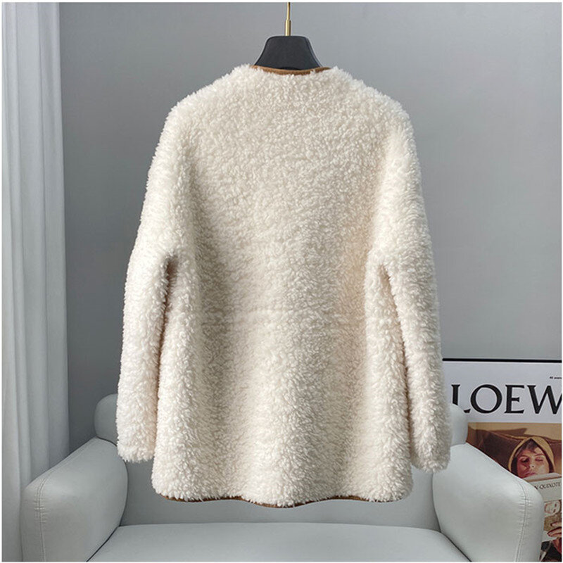 Aorice-abrigo de lana para mujer, chaqueta de lana para niña, abrigo de esquila de oveja, Parka de talla grande, CT265