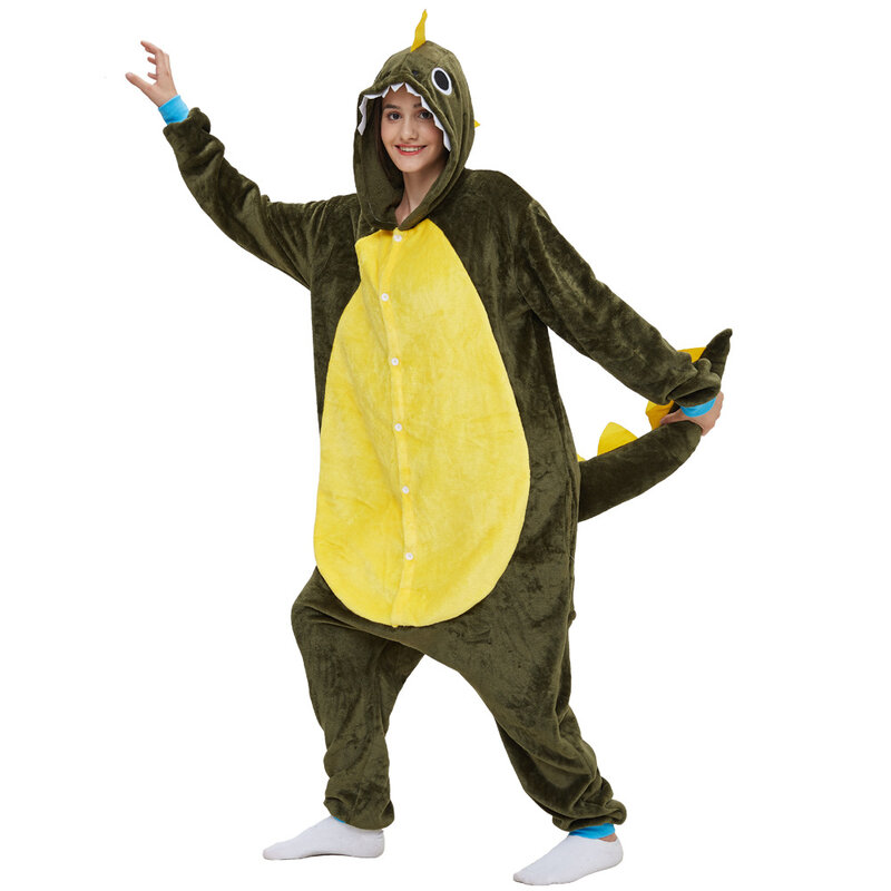 Dieren Draak Onesies Pyjama Unisex Volwassen Jumpsuit Met Capuchon Voor Mannen Halloween Kostuum Cosplay Nachtkleding Eendelig Homewear
