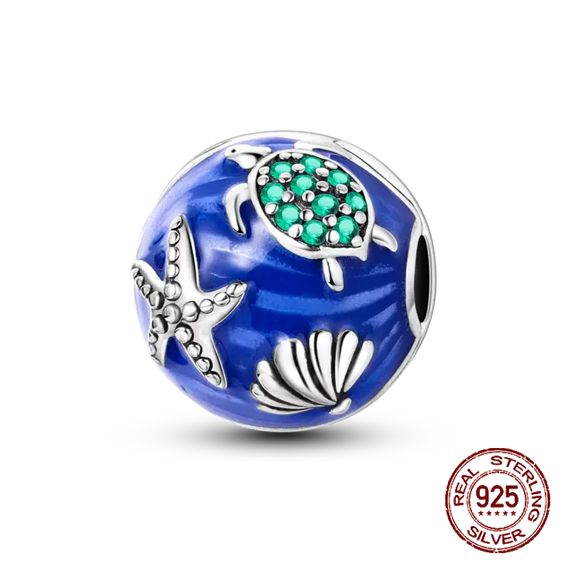 925 Sterling Silber Ozean Thema Schildkröte Tintenfisch Muscheln Charms Perlen passen Pandora Original Armbänder DIY Schmuck machen Frauen