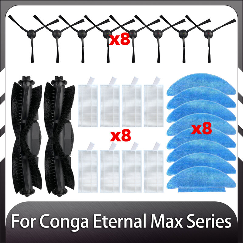 Cecotec-piezas de filtro de cepillo lateral principal, accesorios compatibles con Cecotec Conga Eternal Pet Max x-treme, Ultimate, titanio, Vital