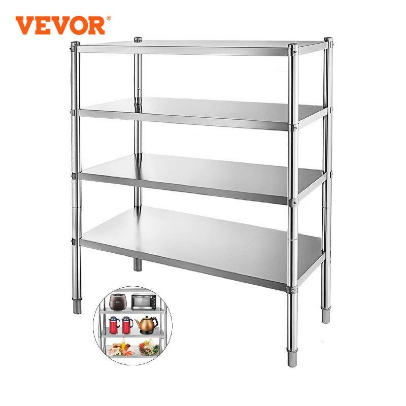 VEVOR-estante de almacenamiento comercial de acero inoxidable, 4 niveles, 5 niveles, para cocina, almacén, garaje, utensilios de cocina