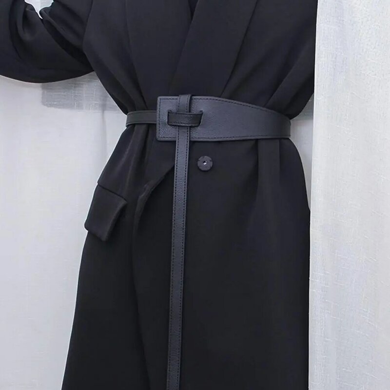 Cinto de couro falso forma irregular feminino, cinto durável feminino, estilo coreano para terno