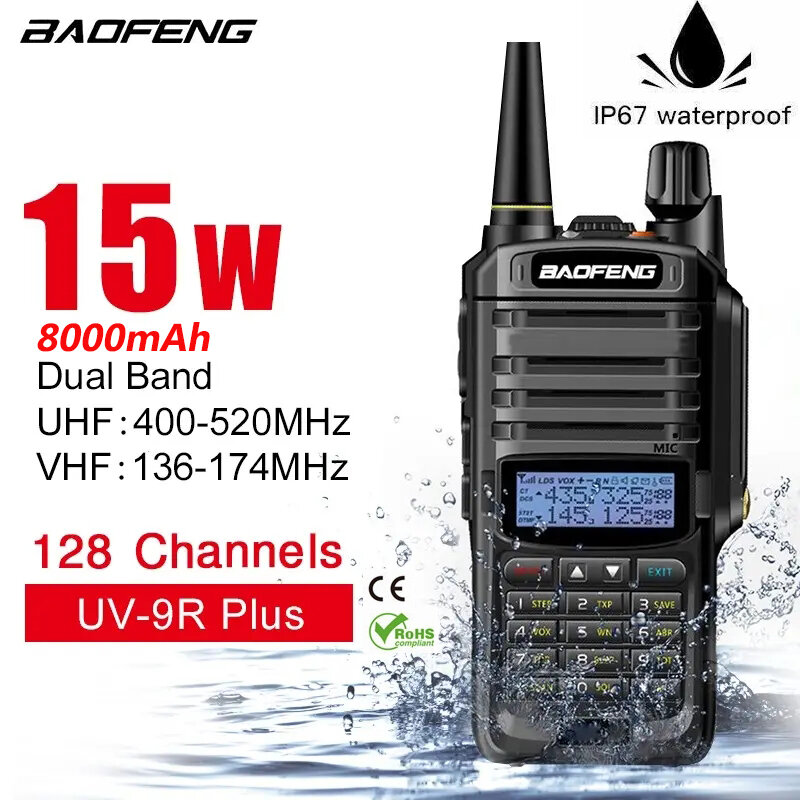 Baofeng15W radio uv 9r plus walkie tahie jarak jauh, рbowbros bros baofeng uv 9r plus pro tahan air dual band uhf vhf baofeng 2023