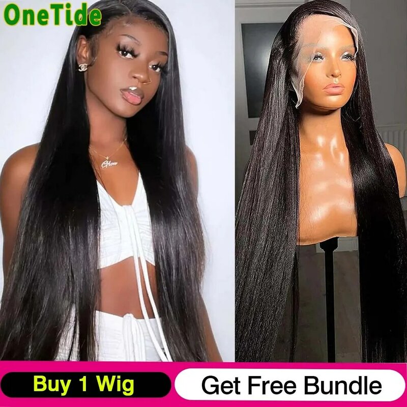 Wig tanpa lem rambut manusia lurus 13x4 4x4 Wig Frontal renda Wig simpul tak terlihat untuk wanita gadis HD renda depan Wig rambut manusia