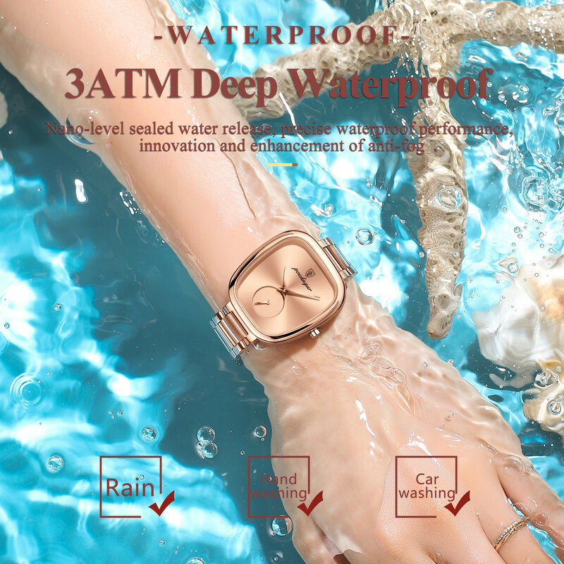 POEDAGAR reloj de lujo para mujer, resistente al agua, de cuarzo, de acero inoxidable, de alta calidad, elegante